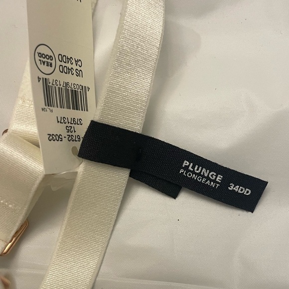 NWT Aerie Real Power Plunge Push Up Eyelash Lace Bra in Ivory Size 34DD - Picture 8 of 14